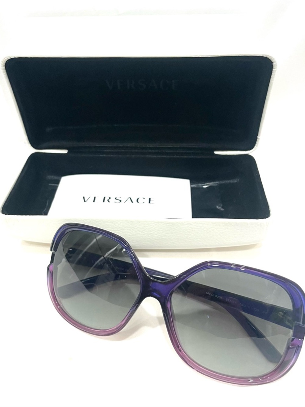 NWT VERSACE Purple Lavender Ombré Wide Square Lens Sunglasses Mod 4206